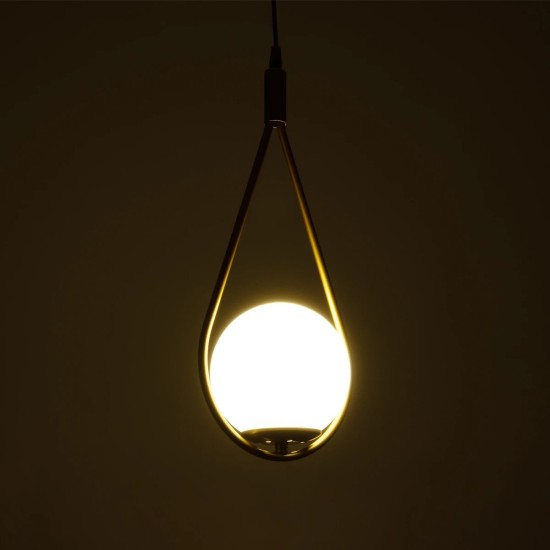 GloboStar® DROP 201-0034 Vintage Κρεμαστό Φωτιστικό Μπάλα Μονόφωτο 1 x E27 IP20 Χρυσό Μέταλλο με Γαλακτερή Μπάλα - Μ20 x Π25 x Υ80cm GloboStar® DROP 201-0034 Vintage Κρεμαστό Φωτιστικό Μπάλα Μονόφωτο 1 x E27 IP20 Χρυσό Μέταλλο με Γαλακτερή Μπάλα - Μ20 x Π25 x Υ80cm