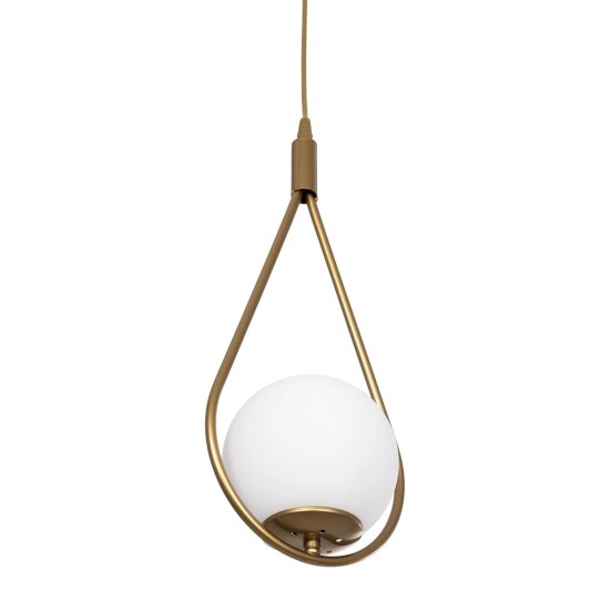 GloboStar® DROP 201-0034 Vintage Κρεμαστό Φωτιστικό Μπάλα Μονόφωτο 1 x E27 IP20 Χρυσό Μέταλλο με Γαλακτερή Μπάλα - Μ20 x Π25 x Υ80cm GloboStar® DROP 201-0034 Vintage Κρεμαστό Φωτιστικό Μπάλα Μονόφωτο 1 x E27 IP20 Χρυσό Μέταλλο με Γαλακτερή Μπάλα - Μ20 x Π25 x Υ80cm
