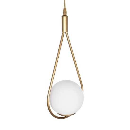 GloboStar® DROP 201-0034 Vintage Κρεμαστό Φωτιστικό Μπάλα Μονόφωτο 1 x E27 IP20 Χρυσό Μέταλλο με Γαλακτερή Μπάλα - Μ20 x Π25 x Υ80cm GloboStar® DROP 201-0034 Vintage Κρεμαστό Φωτιστικό Μπάλα Μονόφωτο 1 x E27 IP20 Χρυσό Μέταλλο με Γαλακτερή Μπάλα - Μ20 x Π25 x Υ80cm