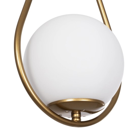 GloboStar® DROP 201-0034 Vintage Κρεμαστό Φωτιστικό Μπάλα Μονόφωτο 1 x E27 IP20 Χρυσό Μέταλλο με Γαλακτερή Μπάλα - Μ20 x Π25 x Υ80cm GloboStar® DROP 201-0034 Vintage Κρεμαστό Φωτιστικό Μπάλα Μονόφωτο 1 x E27 IP20 Χρυσό Μέταλλο με Γαλακτερή Μπάλα - Μ20 x Π25 x Υ80cm