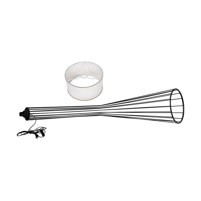 GloboStar® NOVA 201-0036 Μοντέρνο Επιδαπέδιο Φωτιστικό 1 x E27 IP20 Μαύρο Μεταλλό με Λευκό Ύφασμα - Μ38 x Π38 x Υ155cm