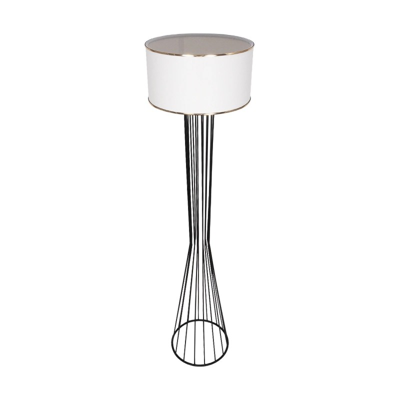 GloboStar® NOVA 201-0036 Μοντέρνο Επιδαπέδιο Φωτιστικό 1 x E27 IP20 Μαύρο Μεταλλό με Λευκό Ύφασμα - Μ38 x Π38 x Υ155cm