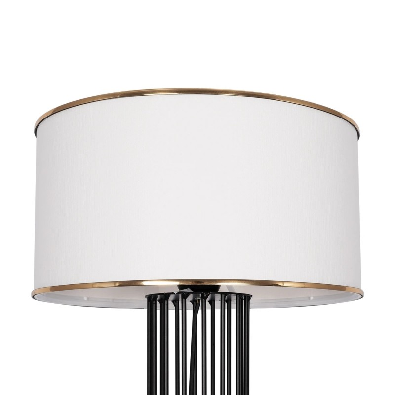 GloboStar® NOVA 201-0036 Μοντέρνο Επιδαπέδιο Φωτιστικό 1 x E27 IP20 Μαύρο Μεταλλό με Λευκό Ύφασμα - Μ38 x Π38 x Υ155cm