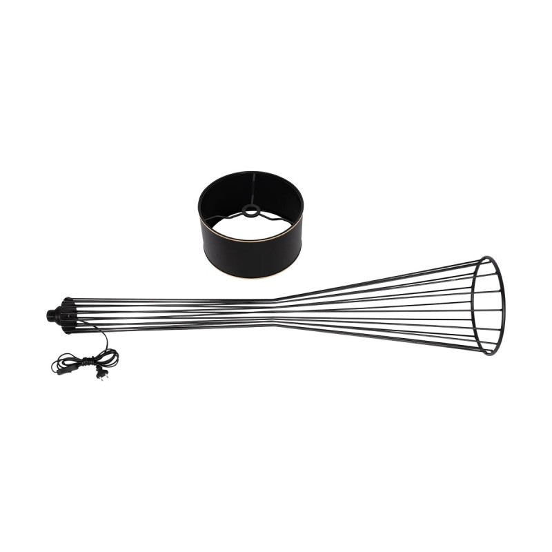 GloboStar® NOVA 201-0037 Μοντέρνο Επιδαπέδιο Φωτιστικό 1 x E27 IP20 Μαύρο Μεταλλό με Μαύρο Ύφασμα - Μ38 x Π38 x Υ155cm