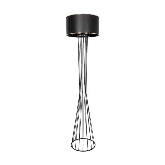 GloboStar® NOVA 201-0037 Μοντέρνο Επιδαπέδιο Φωτιστικό 1 x E27 IP20 Μαύρο Μεταλλό με Μαύρο Ύφασμα - Μ38 x Π38 x Υ155cm