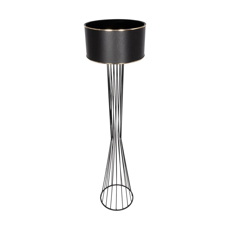 GloboStar® NOVA 201-0037 Μοντέρνο Επιδαπέδιο Φωτιστικό 1 x E27 IP20 Μαύρο Μεταλλό με Μαύρο Ύφασμα - Μ38 x Π38 x Υ155cm