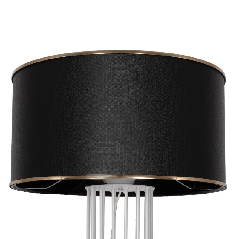 GloboStar® NOVA 201-0038 Μοντέρνο Επιδαπέδιο Φωτιστικό 1 x E27 IP20 Λευκό Μεταλλό με Μαύρο Ύφασμα - Μ38 x Π38 x Υ155cm