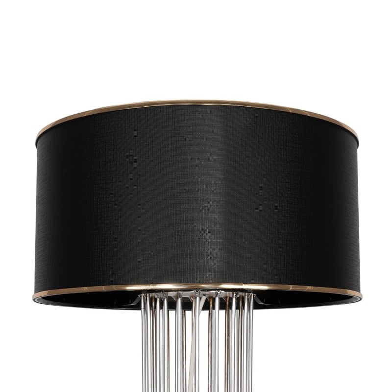 GloboStar® NOVA 201-0039 Μοντέρνο Επιδαπέδιο Φωτιστικό 1 x E27 IP20 Ασημί Μεταλλό με Μαύρο Ύφασμα - Μ38 x Π38 x Υ155cm