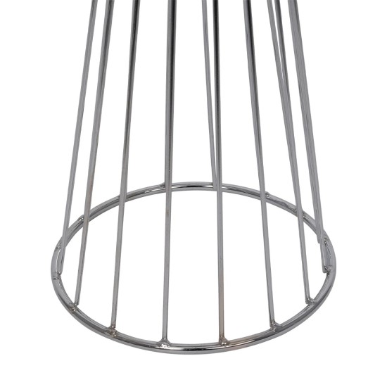 GloboStar® NOVA 201-0039 Μοντέρνο Επιδαπέδιο Φωτιστικό 1 x E27 IP20 Ασημί Μεταλλό με Μαύρο Ύφασμα - Μ38 x Π38 x Υ155cm