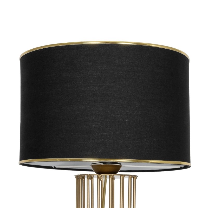 GloboStar® NOVA 201-0042 Μοντέρνο Επιδαπέδιο Φωτιστικό 1 x E27 IP20 Χρυσό Μεταλλό με Μαύρο Ύφασμα - Μ32 x Π32 x Υ155cm