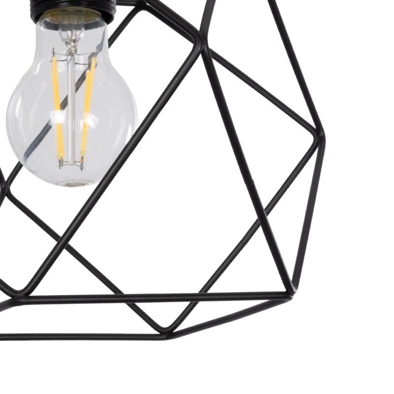 GloboStar® SOLIS 201-0045 Vintage Κρεμαστό Φωτιστικό Πλέγμα Μονόφωτο 1 x E27 IP20 Μαύρο Μέταλλο - Μ17 x Π17 x Υ75cm