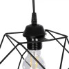 GloboStar® SOLIS 201-0045 Vintage Κρεμαστό Φωτιστικό Πλέγμα Μονόφωτο 1 x E27 IP20 Μαύρο Μέταλλο - Μ17 x Π17 x Υ75cm
