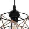 GloboStar® RAYLO 201-0048 Vintage Κρεμαστό Φωτιστικό Πλέγμα Τριφωτο 3 x E27 IP20 Mεταλλικό Μαύρο με Μπεζ Σχοινί - Μ30 x Π30 x Υ70cm