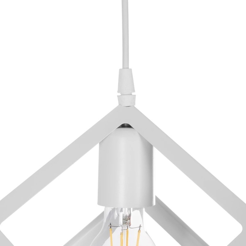 GloboStar® DISE 201-0052 Μοντέρνο Κρεμαστό Φωτιστικό Κύβος Μονόφωτο 1 x E27 IP20 Λευκό Μέταλλο - Μ18 x Π18 x Υ68cm