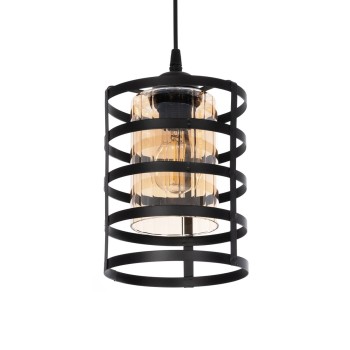 GLOBOSTAR® SOLON 201-0060 Μοντέρνο Κρεμαστό Φωτιστικό Οροφής με Ντουί 1 x E27 AC 220-240V IP20 - Μαύρο & Μελί - Μ16 x Π16 x Υ26cm