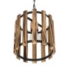 GloboStar® PRISMON 201-0061 Vintage Κρεμαστό Φωτιστικό Οροφής Πλέγμα Μονόφωτο 1 x E27 IP20 Καρυδί Ξύλο με Μαύρο Μέταλλο - Μ25 x Π25 x Υ65cm
