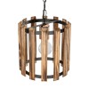 GloboStar® PRISMON 201-0061 Vintage Κρεμαστό Φωτιστικό Οροφής Πλέγμα Μονόφωτο 1 x E27 IP20 Καρυδί Ξύλο με Μαύρο Μέταλλο - Μ25 x Π25 x Υ65cm