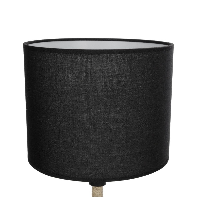 GloboStar® BRONX 201-0062 Μοντέρνο Επιτραπέζιο Φωτιστικό Μονόφωτο 1 x E27 IP20 Μαύρο Ύφασμα, Μπεζ Σχοινί με Μαύρο Μέταλλο - Μ24 x Π24 x Υ37cm