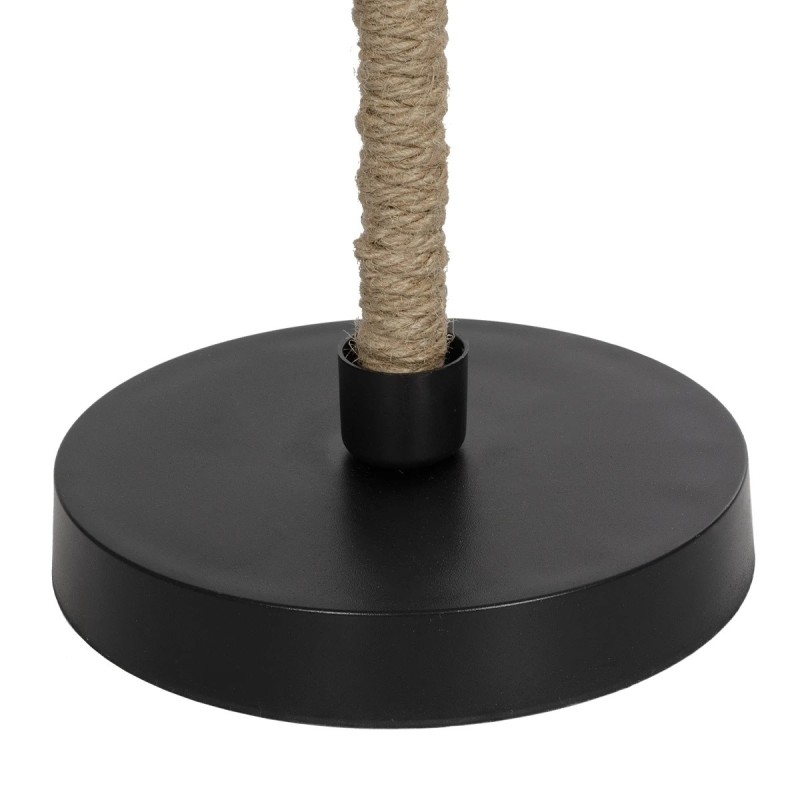 GloboStar® BRONX 201-0062 Μοντέρνο Επιτραπέζιο Φωτιστικό Μονόφωτο 1 x E27 IP20 Μαύρο Ύφασμα, Μπεζ Σχοινί με Μαύρο Μέταλλο - Μ24 x Π24 x Υ37cm