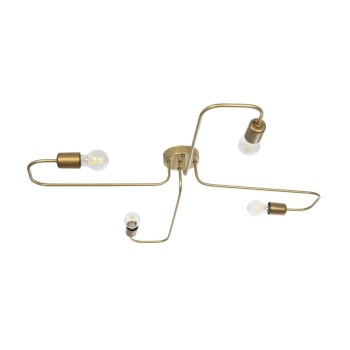 GLOBOSTAR® MOORNA 201-0065 Vintage Φωτιστικό Οροφής με Ντουί 4 x E27 AC 220-240V IP20 - Χρυσό - Μ97 x Π97 x Υ7cm