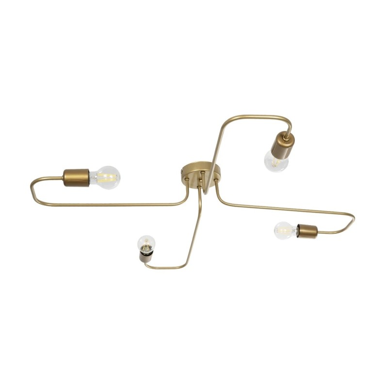 GloboStar® MOORNA 201-0065 Vintage Οροφής Πλέγμα Πολύφωτο 4 x E27 IP20 Χρυσό Μέταλλο - Μ50 x Π50 x Υ15cm