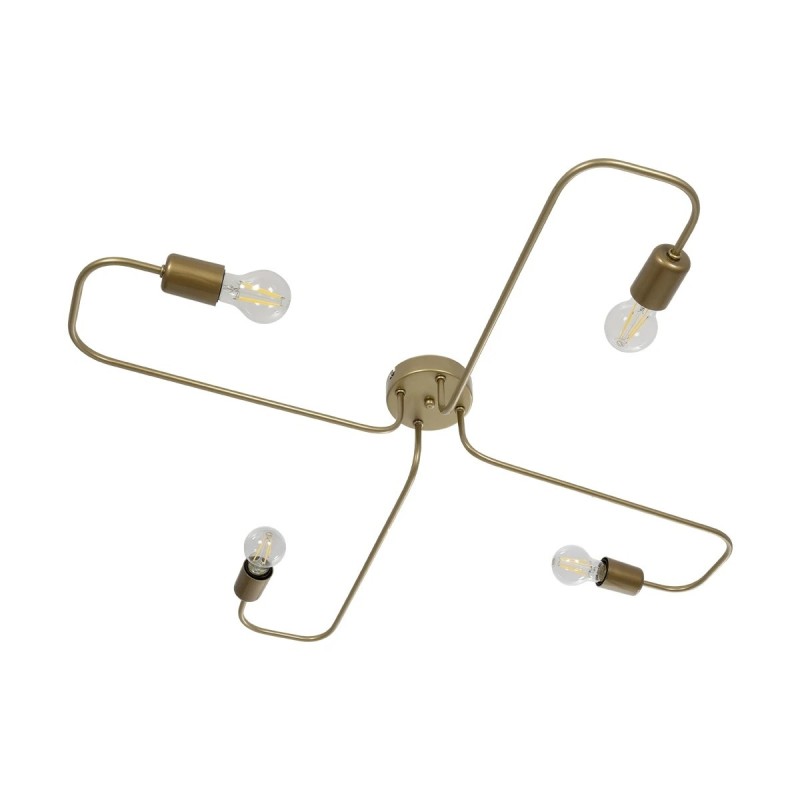 GloboStar® MOORNA 201-0065 Vintage Οροφής Πλέγμα Πολύφωτο 4 x E27 IP20 Χρυσό Μέταλλο - Μ50 x Π50 x Υ15cm