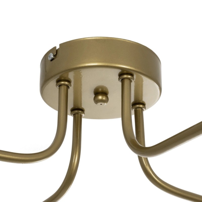 GloboStar® MOORNA 201-0065 Vintage Οροφής Πλέγμα Πολύφωτο 4 x E27 IP20 Χρυσό Μέταλλο - Μ50 x Π50 x Υ15cm