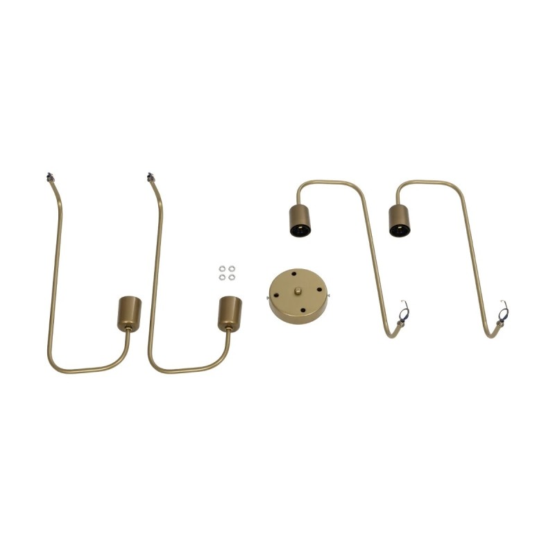 GloboStar® MOORNA 201-0065 Vintage Οροφής Πλέγμα Πολύφωτο 4 x E27 IP20 Χρυσό Μέταλλο - Μ50 x Π50 x Υ15cm