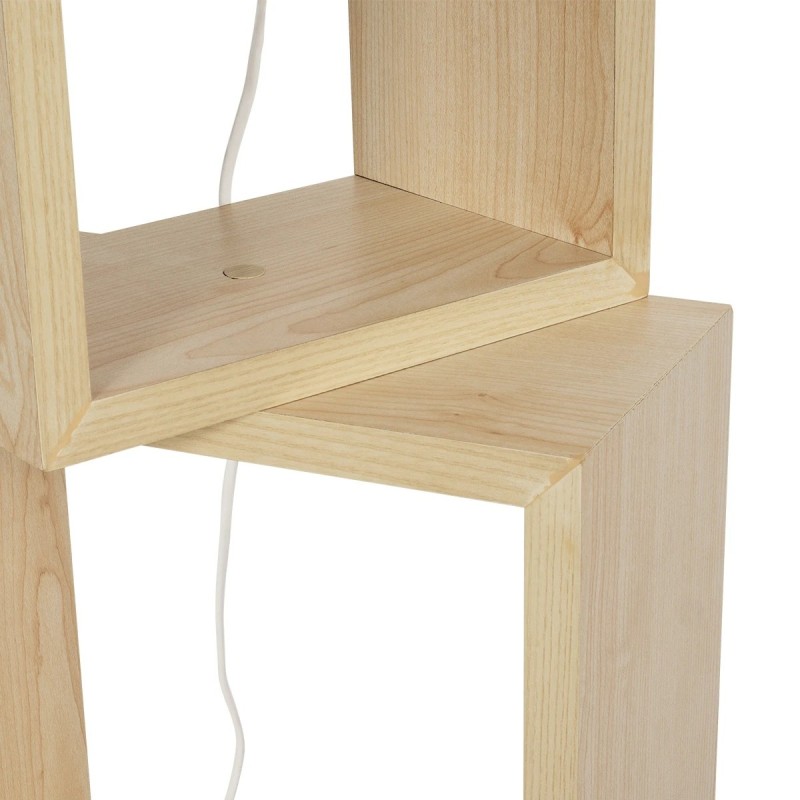 GloboStar® LUMO 201-0070 Μοντέρνο Επιδαπέδιο Φωτιστικό Μονόφωτο 1 x E27 IP20 Μπεζ Ξύλο με Μαύρο Ύφασμα - Μ37 x Π37 x Υ155cm