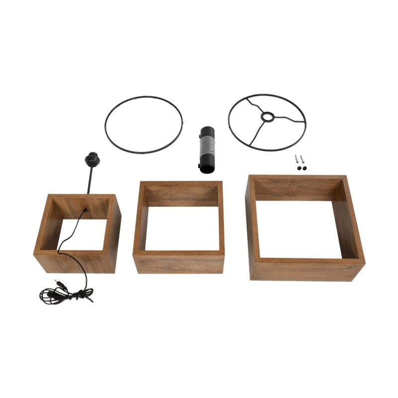 GloboStar® LUMO 201-0072 Μοντέρνο Επιδαπέδιο Φωτιστικό Μονόφωτο 1 x E27 IP20 Καρυδί Ξύλο με Μαύρο Ύφασμα - Μ37 x Π37 x Υ155cm