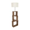 GloboStar® LUMO 201-0073 Μοντέρνο Επιδαπέδιο Φωτιστικό Μονόφωτο 1 x E27 IP20 Καρυδί Ξύλο με Μπεζ Ύφασμα - Μ37 x Π37 x Υ155cm