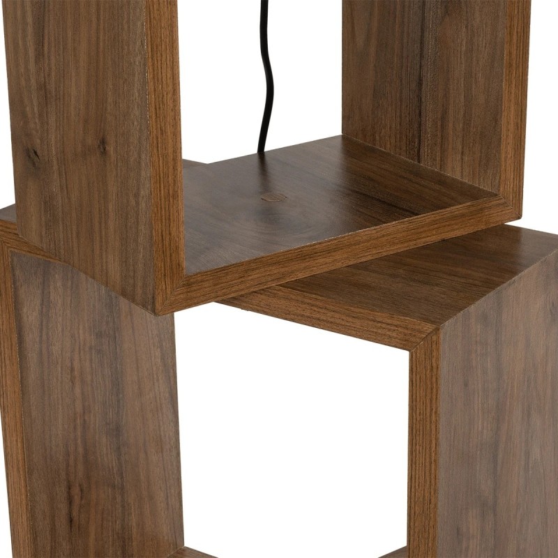 GloboStar® LUMO 201-0073 Μοντέρνο Επιδαπέδιο Φωτιστικό Μονόφωτο 1 x E27 IP20 Καρυδί Ξύλο με Μπεζ Ύφασμα - Μ37 x Π37 x Υ155cm