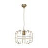 GloboStar® LUCANA 201-0074 Vintage Κρεμαστό Φωτιστικό Πλέγμα Μονόφωτο 1 x E27 IP20 Χρυσό Μέταλλο - Μ30 x Π30 x Υ70cm