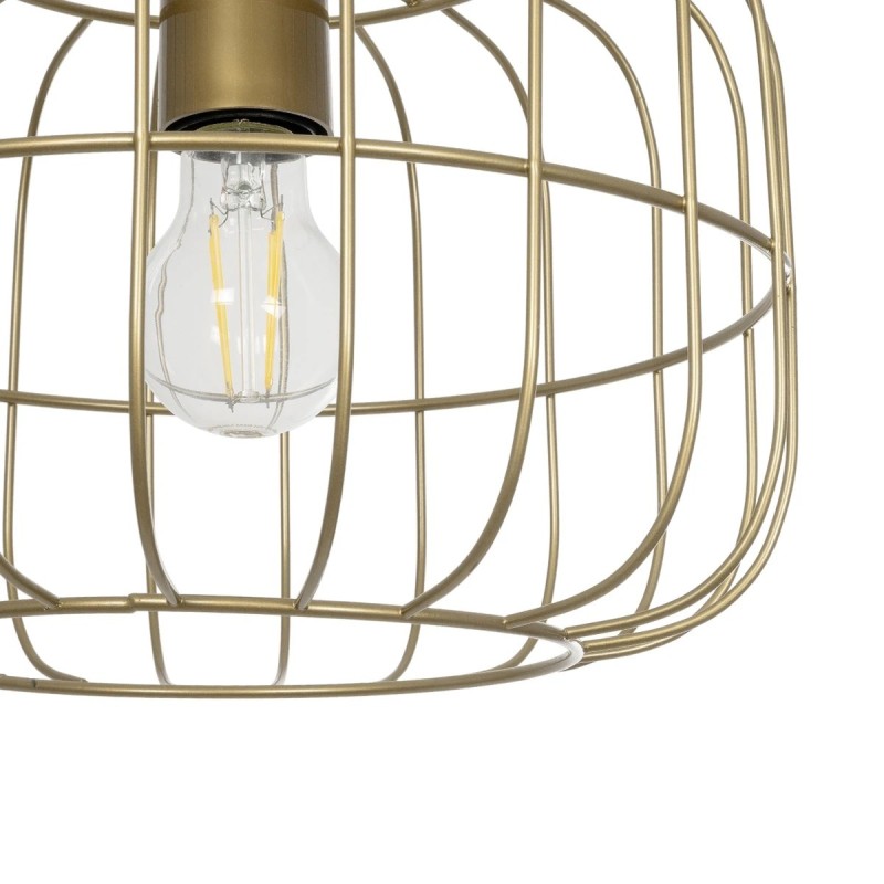 GloboStar® LUCANA 201-0074 Vintage Κρεμαστό Φωτιστικό Πλέγμα Μονόφωτο 1 x E27 IP20 Χρυσό Μέταλλο - Μ30 x Π30 x Υ70cm