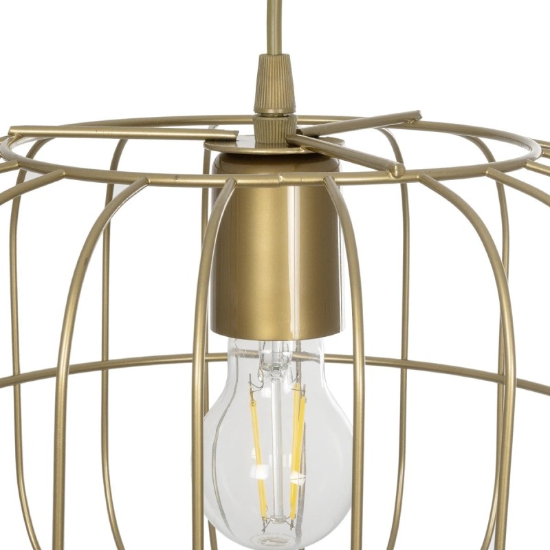 GloboStar® LUCANA 201-0074 Vintage Κρεμαστό Φωτιστικό Πλέγμα Μονόφωτο 1 x E27 IP20 Χρυσό Μέταλλο - Μ30 x Π30 x Υ70cm
