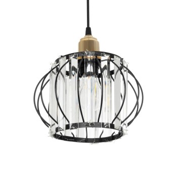 GLOBOSTAR® LUCERO 201-0078 Vintage Κρεμαστό Φωτιστικό Οροφής με Ντουί 1 x E27 AC 220-240V IP20 - Μαύρο & Διάφανο - Μ24 x Π24 x Υ24cm