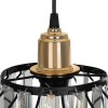 GloboStar® LUCERO 201-0078 Vintage Κρεμαστό Φωτιστικό Πλέγμα Μονόφωτο 1 x E27 IP20 Μαύρο και Χρυσό Μέταλλο με Διάφανο Κρύσταλλο - Μ16 x Π16 x Υ70cm