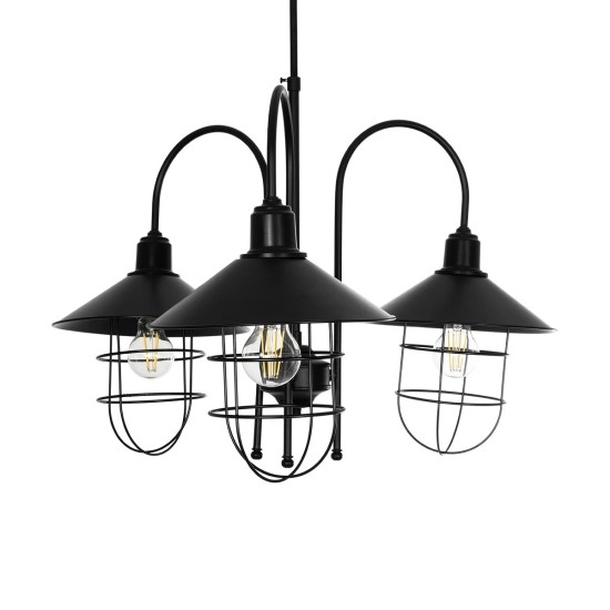 GloboStar® BLAZEO 201-0079 Vintage Κρεμαστό Φωτιστικό Καμπάνα Τρίφωτο 3 x E27 IP20 Μαύρο Μέταλλο - Μ40 x Π40 x Υ40cm GloboStar® BLAZEO 201-0079 Vintage Κρεμαστό Φωτιστικό Καμπάνα Τρίφωτο 3 x E27 IP20 Μαύρο Μέταλλο - Μ40 x Π40 x Υ40cm