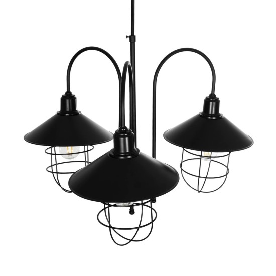 GloboStar® BLAZEO 201-0079 Vintage Κρεμαστό Φωτιστικό Καμπάνα Τρίφωτο 3 x E27 IP20 Μαύρο Μέταλλο - Μ40 x Π40 x Υ40cm GloboStar® BLAZEO 201-0079 Vintage Κρεμαστό Φωτιστικό Καμπάνα Τρίφωτο 3 x E27 IP20 Μαύρο Μέταλλο - Μ40 x Π40 x Υ40cm
