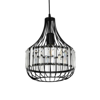 GLOBOSTAR® LUMAON 201-0081 Vintage Κρεμαστό Φωτιστικό Οροφής με Ντουί 1 x E27 AC 220-240V IP20 - Μαύρο & Διάφανο - Μ27 x Π27 x Υ37cm