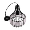 GloboStar® LUMAON 201-0081 Vintage Κρεμαστό Φωτιστικό Πλέγμα Μονόφωτο 1 x E27 IP20 Μαύρο Μέταλλο με Διάφανο Κρύσταλλο - Μ28 x Π28 x Υ80cm