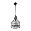 GloboStar® LUMAON 201-0081 Vintage Κρεμαστό Φωτιστικό Πλέγμα Μονόφωτο 1 x E27 IP20 Μαύρο Μέταλλο με Διάφανο Κρύσταλλο - Μ28 x Π28 x Υ80cm