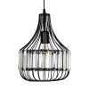 GloboStar® LUMAON 201-0081 Vintage Κρεμαστό Φωτιστικό Πλέγμα Μονόφωτο 1 x E27 IP20 Μαύρο Μέταλλο με Διάφανο Κρύσταλλο - Μ28 x Π28 x Υ80cm