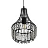 GloboStar® LUMAON 201-0081 Vintage Κρεμαστό Φωτιστικό Πλέγμα Μονόφωτο 1 x E27 IP20 Μαύρο Μέταλλο με Διάφανο Κρύσταλλο - Μ28 x Π28 x Υ80cm