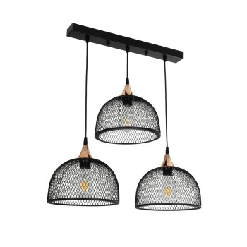 GLOBOSTAR® GLIND 201-0082 Vintage Κρεμαστό Φωτιστικό Οροφής με Ντουί 3 x E27 AC 220-240V IP20 - Μαύρο - Μ60 x Π25 x Υ50cm