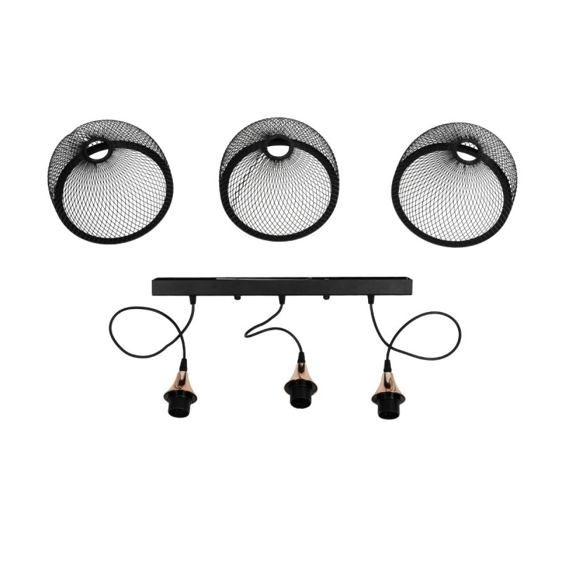 GLOBOSTAR® GLIND 201-0082 Vintage Κρεμαστό Φωτιστικό Οροφής με Ντουί 3 x E27 AC 220-240V IP20 - Μαύρο - Μ55 x Π25 x Υ70cm