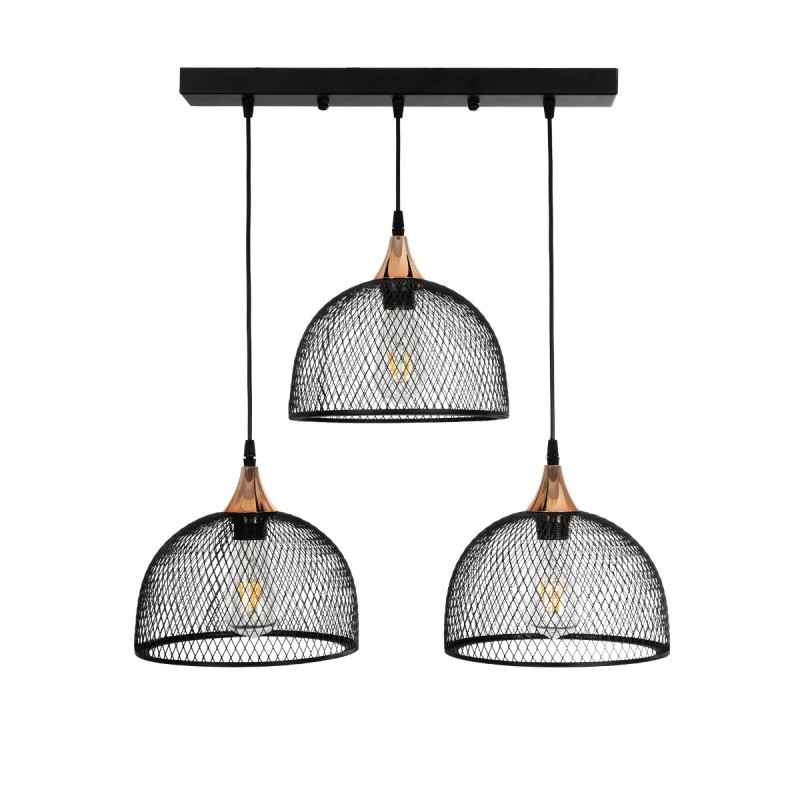 GLOBOSTAR® GLIND 201-0082 Vintage Κρεμαστό Φωτιστικό Οροφής με Ντουί 3 x E27 AC 220-240V IP20 - Μαύρο - Μ55 x Π25 x Υ70cm