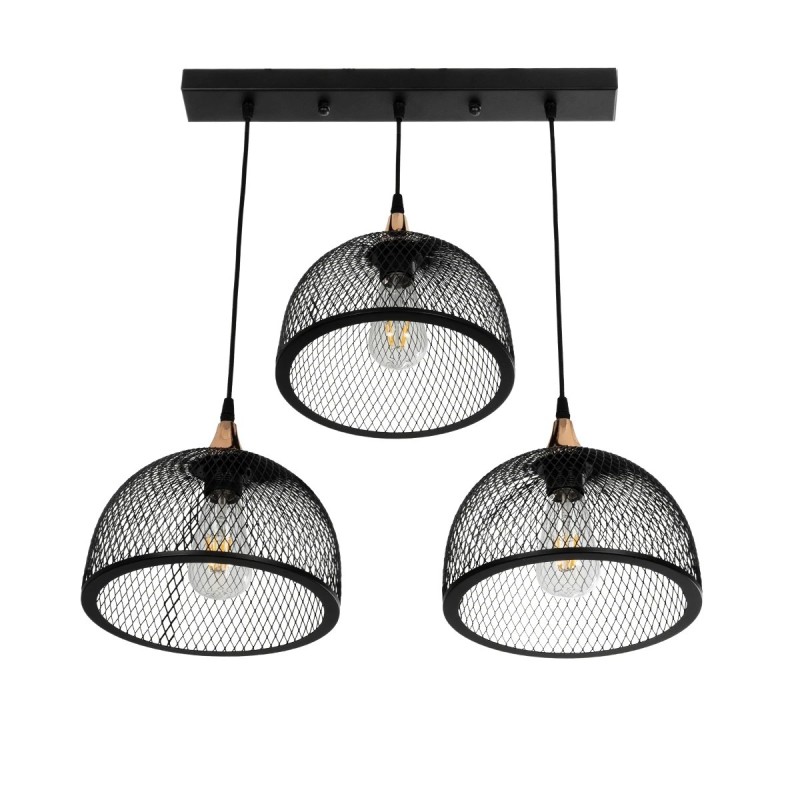 GLOBOSTAR® GLIND 201-0082 Vintage Κρεμαστό Φωτιστικό Οροφής με Ντουί 3 x E27 AC 220-240V IP20 - Μαύρο - Μ55 x Π25 x Υ70cm