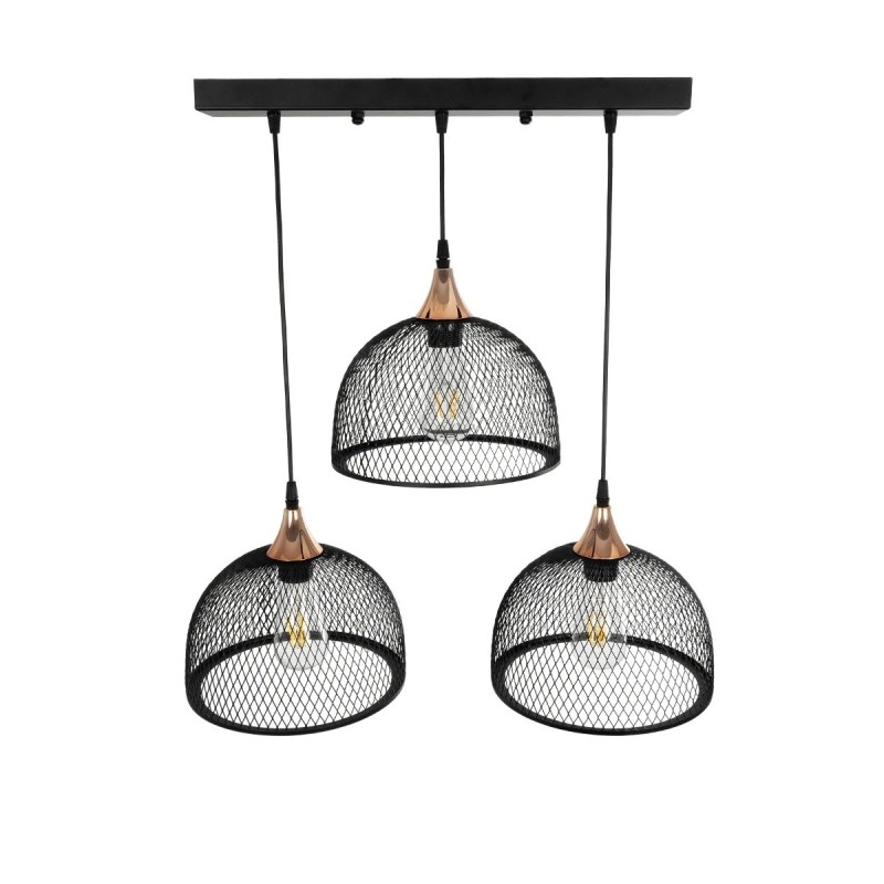 GLOBOSTAR® GLIND 201-0082 Vintage Κρεμαστό Φωτιστικό Οροφής με Ντουί 3 x E27 AC 220-240V IP20 - Μαύρο - Μ55 x Π25 x Υ70cm