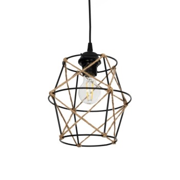 GLOBOSTAR® SOLON 201-0088 Vintage Κρεμαστό Φωτιστικό Οροφής με Ντουί 1 x E27 AC 220-240V IP20 - Μαύρο & Μπεζ - Μ22 x Π22 x Υ27cm